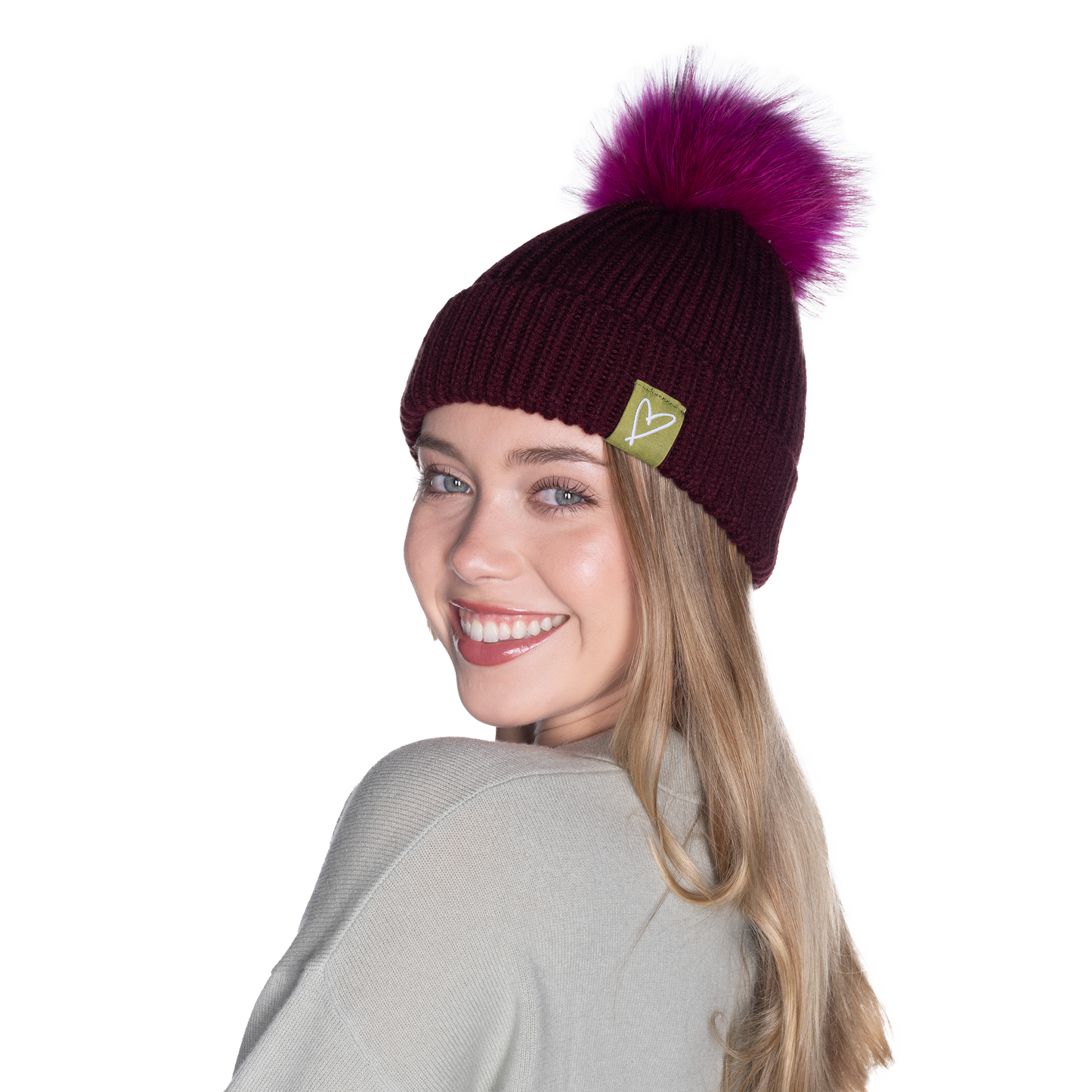 The That Girl Beanie - Maroon + Pink