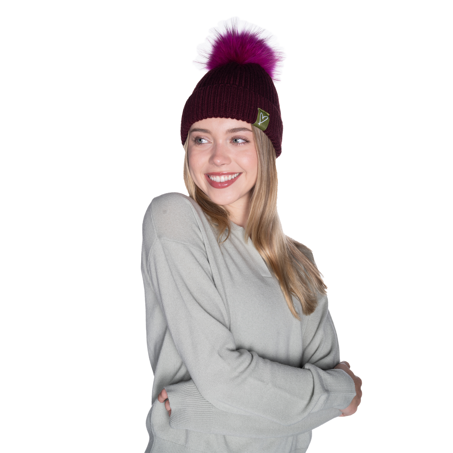 The That Girl Beanie - Maroon + Pink