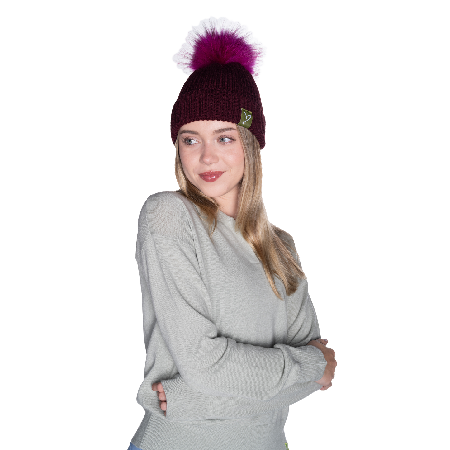 The That Girl Beanie - Maroon + Pink