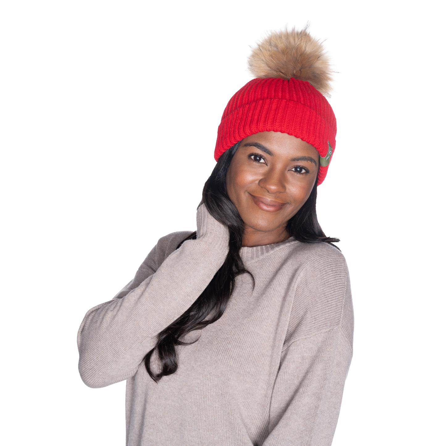 The That Girl Beanie - Red + Coffee