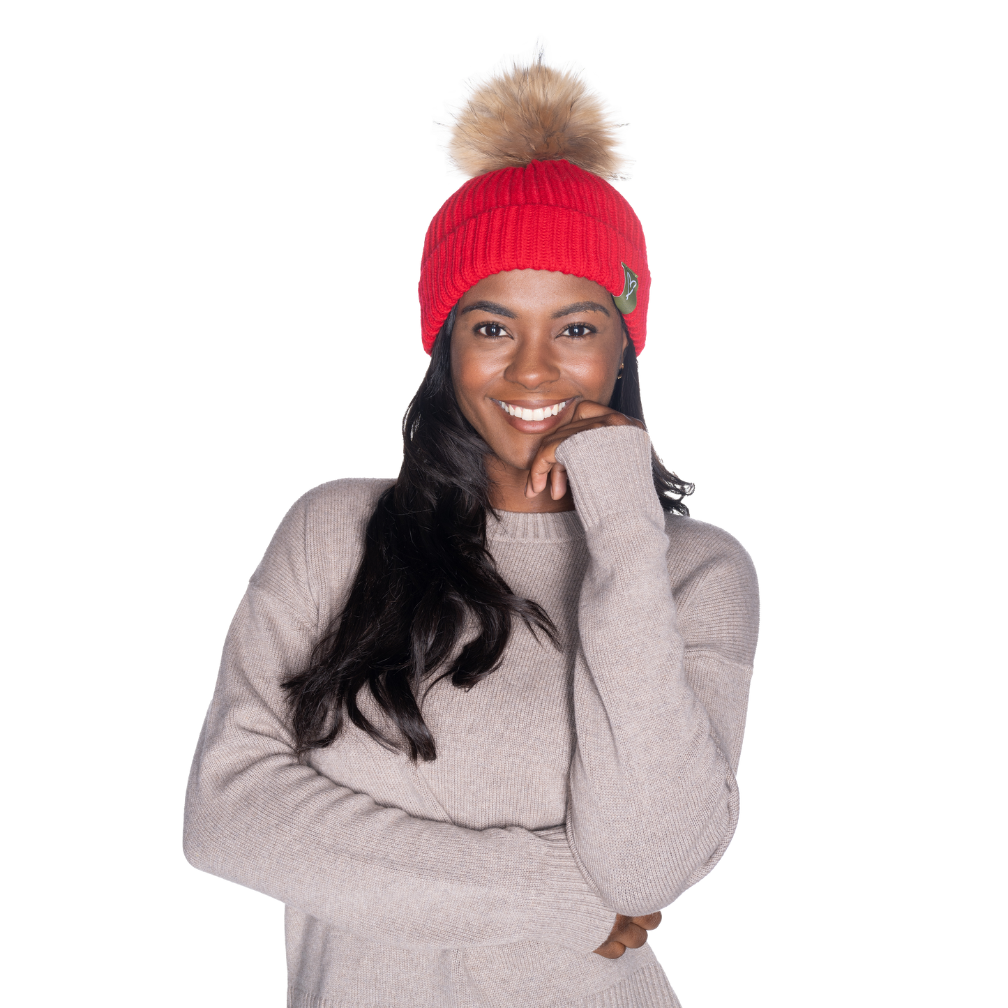 The That Girl Beanie - Red + Coffee
