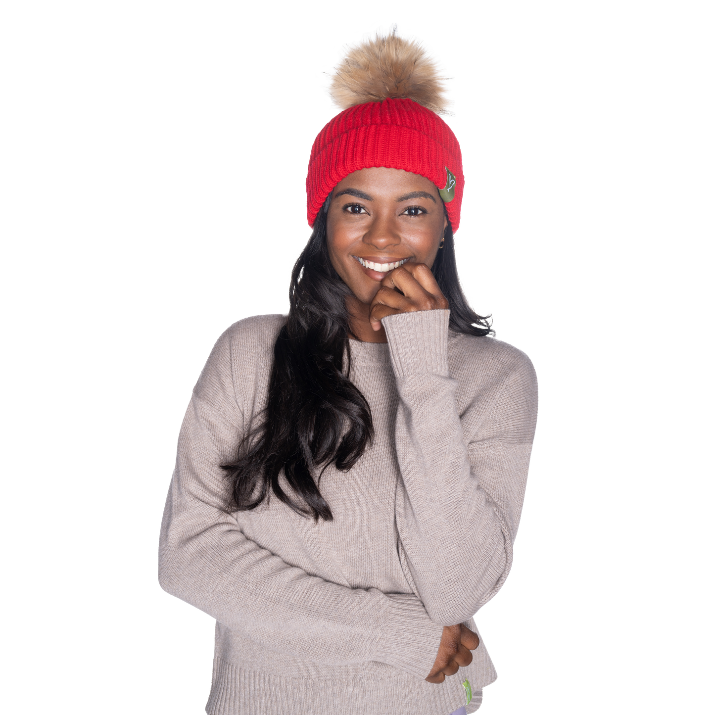 The That Girl Beanie - Red + Coffee