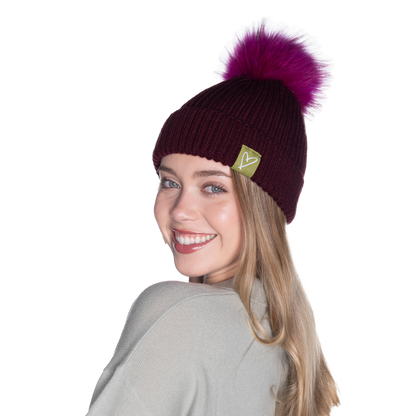 The That Girl Beanie - Maroon + Pink