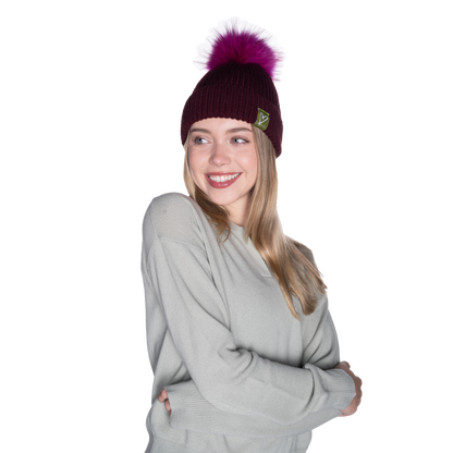 The That Girl Beanie - Maroon + Pink