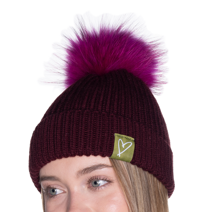 The That Girl Beanie - Maroon + Pink