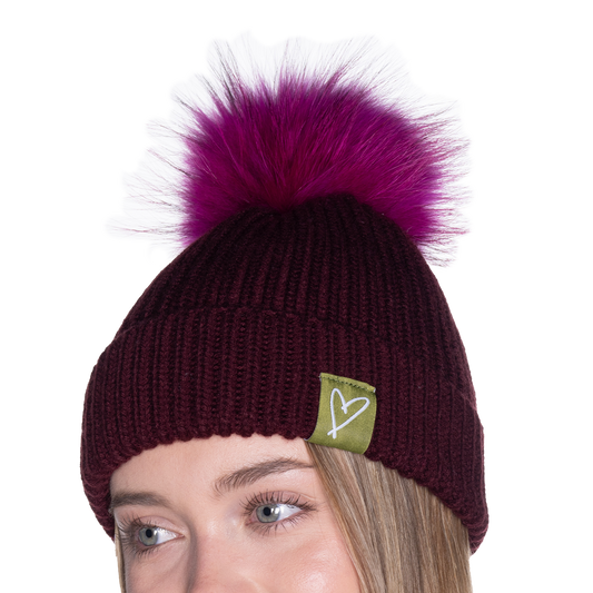The That Girl Beanie - Maroon + Pink