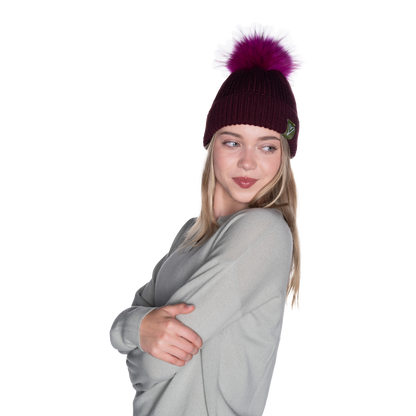 The That Girl Beanie - Maroon + Pink