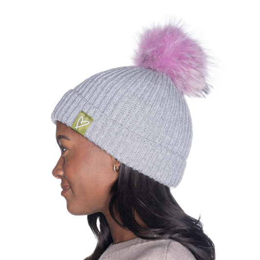 The That Girl Beanie - Grey + Wisteria