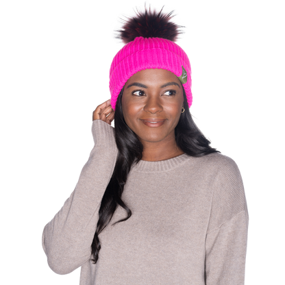 The That Girl Beanie - Hot Pink + Maroon