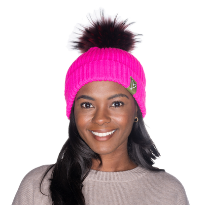 The That Girl Beanie - Hot Pink + Maroon