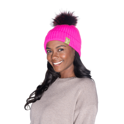 The That Girl Beanie - Hot Pink + Maroon
