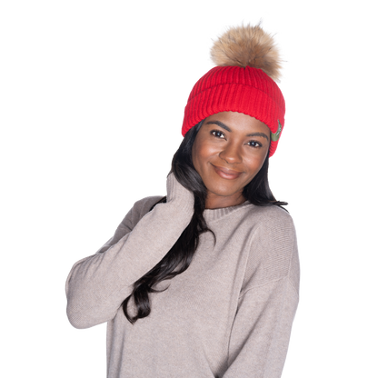 The That Girl Beanie - Red + Coffee