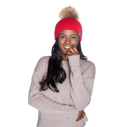 The That Girl Beanie - Red + Coffee