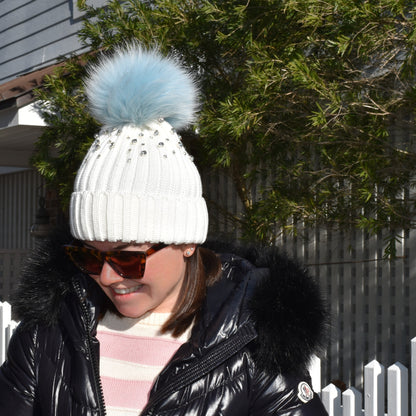 The That Girl Beanie - White + Blue