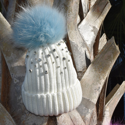 The That Girl Beanie - White + Blue