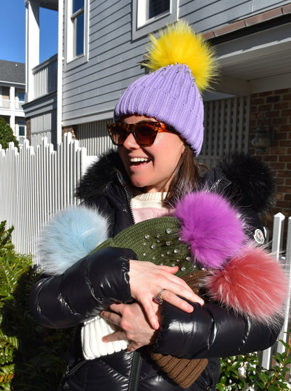 The That Girl Beanie - Purple + Yellow