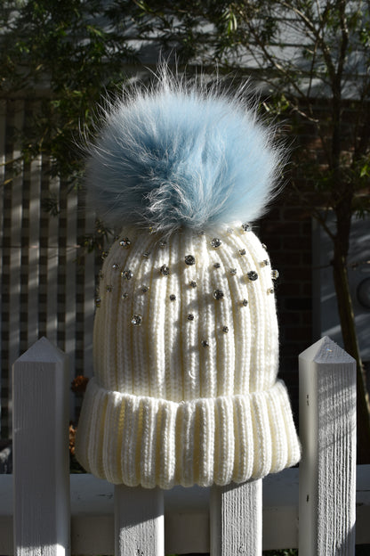 The That Girl Beanie - White + Blue