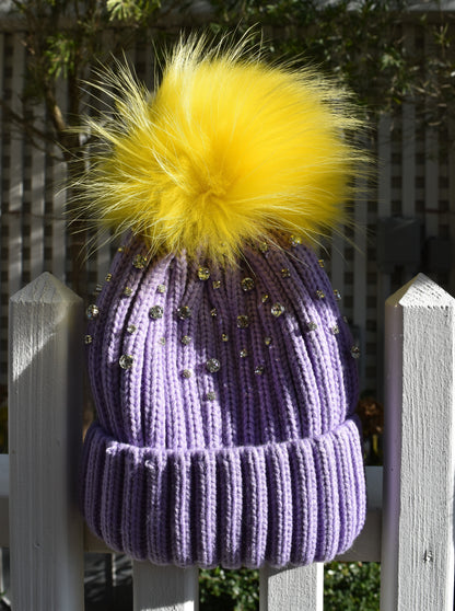 The That Girl Beanie - Purple + Yellow