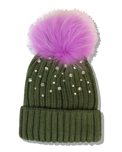 The That Girl Beanie - Olive + Purple