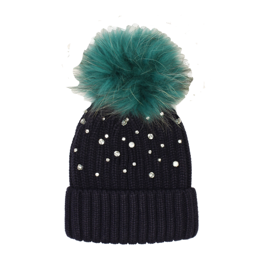 The That Girl Beanie - Navy + Teal