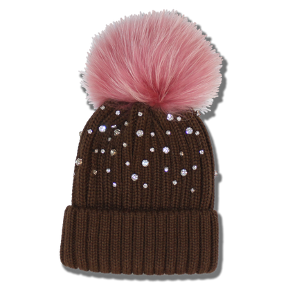 The That Girl Beanie - Chocolate + Pink