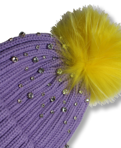 The That Girl Beanie - Purple + Yellow